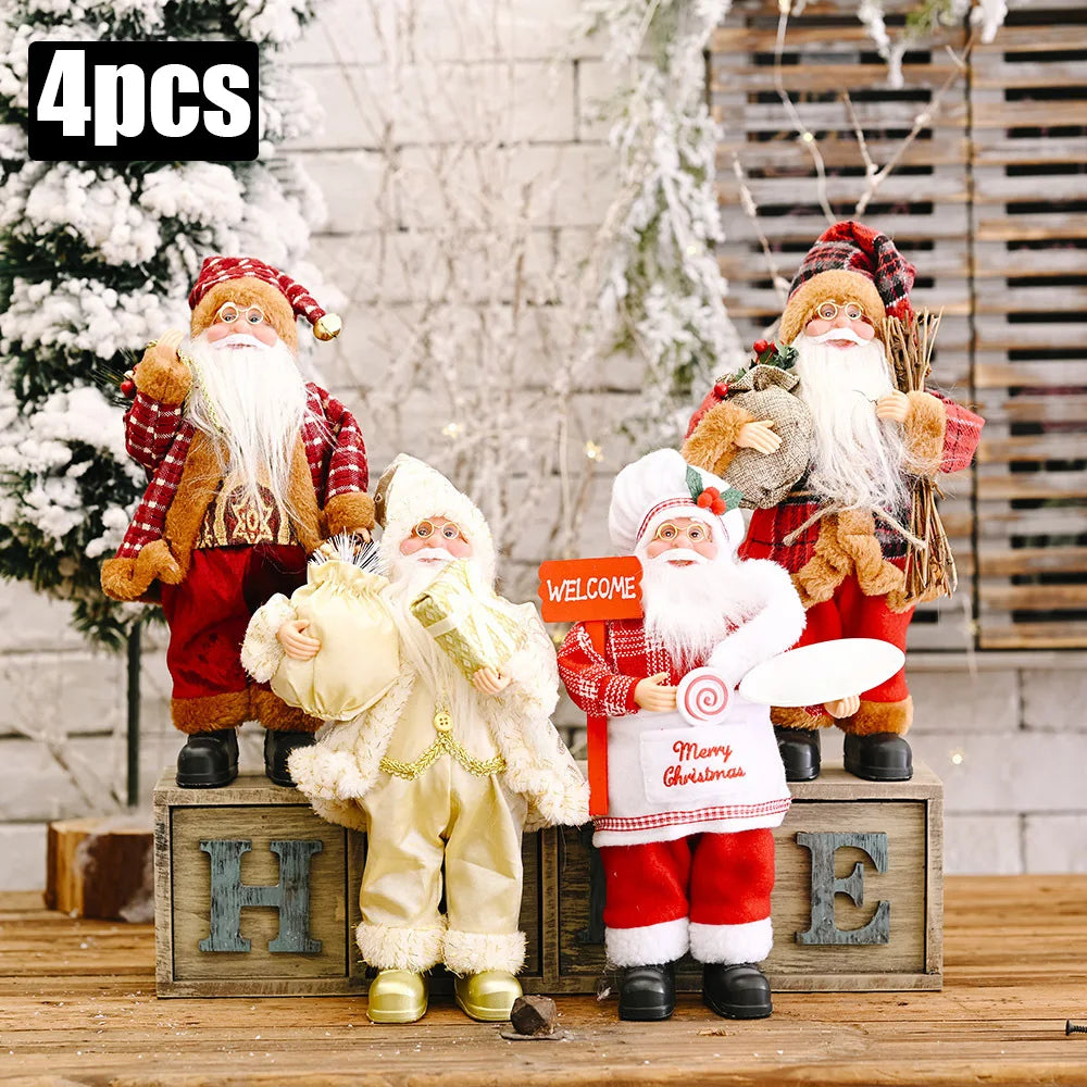 1-4 Pezzi Decorazione Natalizia 2026 per Casa, Bambola di Peluche Babbo Natale 30cm, Decorazioni per Feste Navidad, Ornamenti Natalizi, Regalo di Capodanno