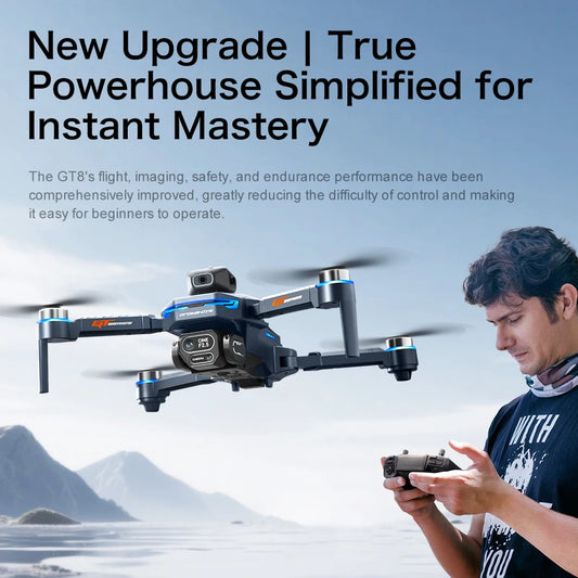 Drone Lenovo GT8 con Fotocamera Professionale 4K 8K, Evitamento Ostacoli, FPV, Pieghevole, Telecomando con Schermo Grande
