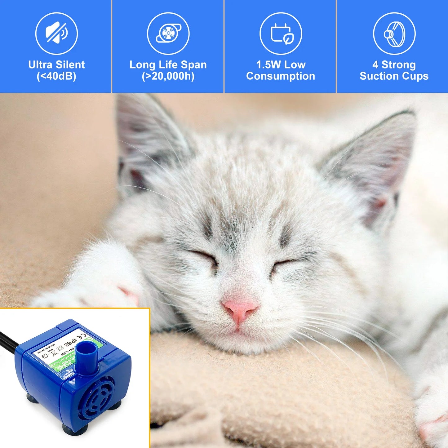 Pompa USB Sostitutiva per Fontana Animali — Acciaio Inox"