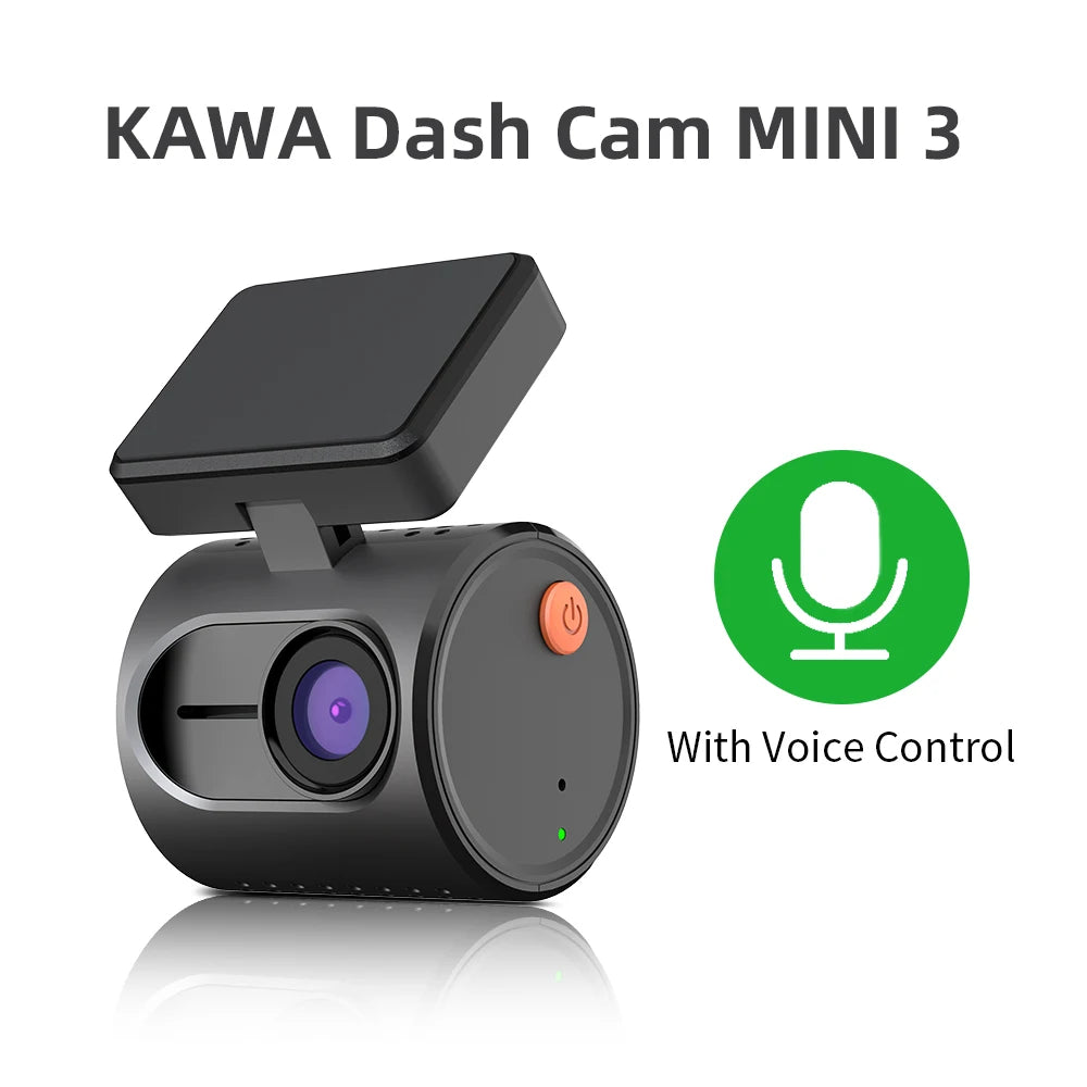 Telecamera da cruscotto 2K per auto DVR KAWA Dash Cam MINI 3 Videoregistratore Controllo vocale di emergenza Visione notturna WiFi APP Monitor Dashcam