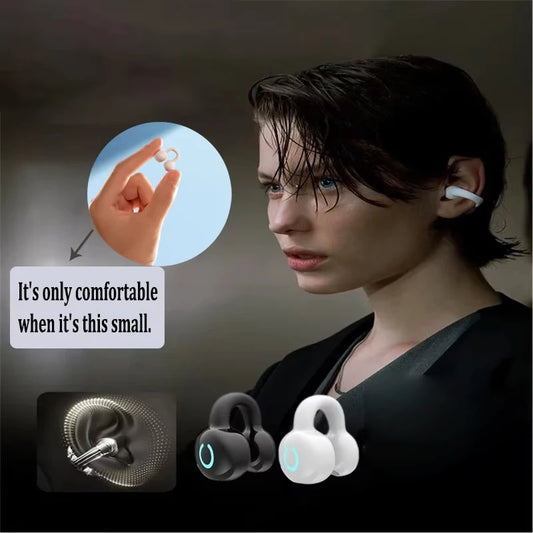 Auricolare Bluetooth senza fili Conduzione ossea a orecchio singolo Clip per orecchio Musica con cancellazione del rumore Chiamata HD Auricolare da gioco sportivo