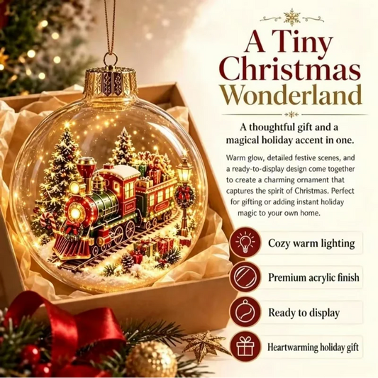 Decorazione natalizia a forma di diorama, sfera trasparente luminosa, nuovo design, decorazione invernale a forma di diorama, ideale per finestre, albero di Natale, da appendere, regali per le feste.
