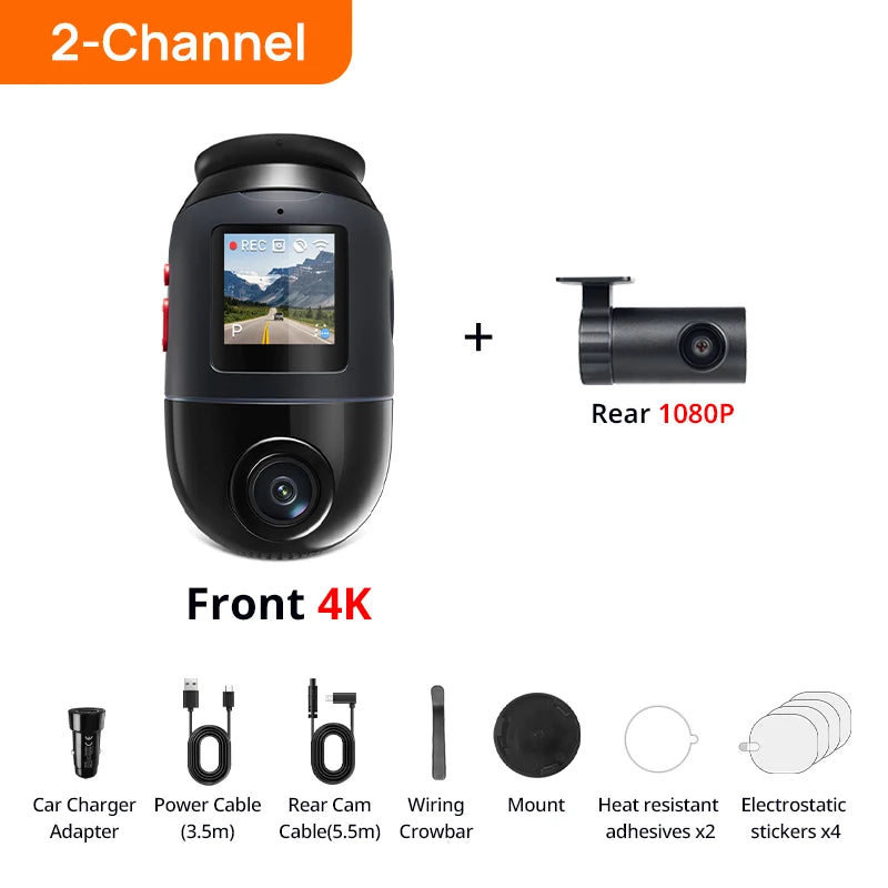 Versione globale 70mai Dash Cam 4K Omni X800 360 ° Supercondensatore compatibile 4G con supporto HDR a doppio canale rotante 70mai X800 Omni