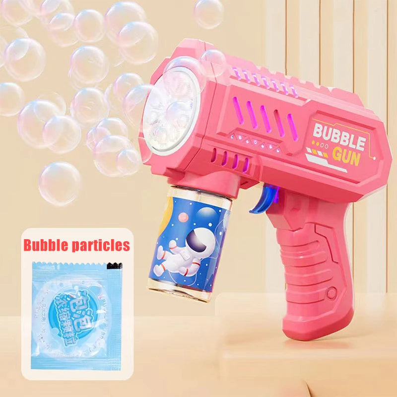 Macchina per bolle a razzo con pistola a bolle completamente automatica, soffiatore automatico con giocattolo liquido a bolle per regali di bolle all'aperto da spiaggia per bambini
