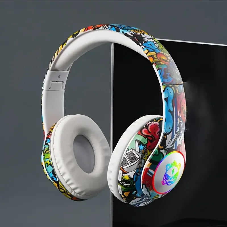Cuffie Bluetooth Graffiti Wireless LED Light Game Doodle Cuffie wireless con microfono per bambini Ragazzo Ragazza Regalo Supporto TF Card