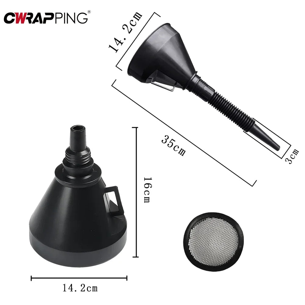 Imbuto per rifornimento del motore con filtro per auto, moto, camion, olio, benzina, filtro di riempimento, tubo di prolunga, strumento per imbuti