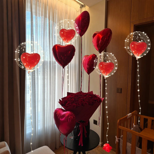 Set di palloncini d'amore Palloncino Bobo con stringa di luce a LED (esclusa alimentazione interna) Palloncino decorativo per proposta di matrimonio anniversario