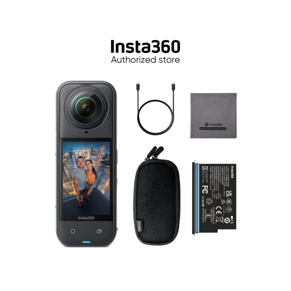 Insta360 X5 X4 Fotocamera 8K Impermeabile, Videocamera d'Azione 360° con Sensori da 1/1.28" 48MP, Video HDR 360° 8K, Foto 360° 72MP per Sport e Viaggi