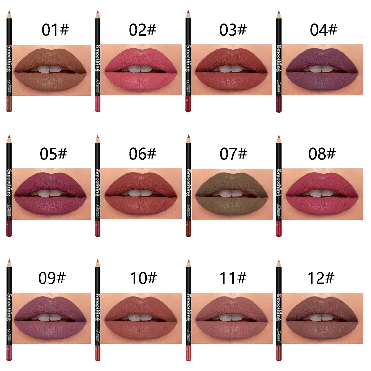 Set di 12 Rossetti a Lunga Durata con Matita per Labbra Professionale e Lucidalabbra Opaco per Donne, Regalo per San Valentino