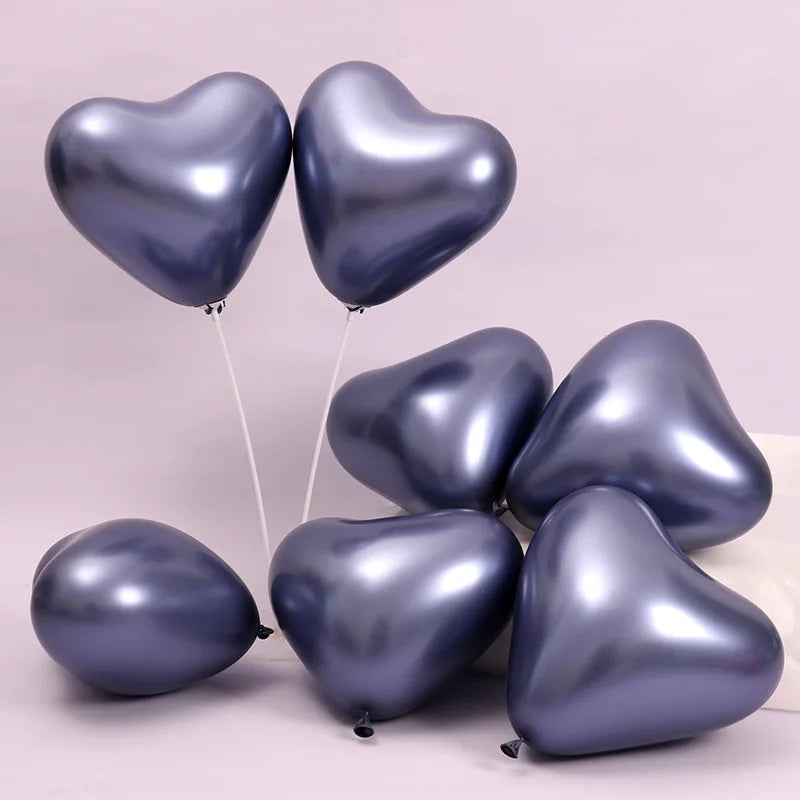 10/20/50pcs Palloncini in metallo cromato Cuore addensato Amore Metallico Oro Lattice Palloncino a elio Matrimonio Compleanno Decorazioni natalizie