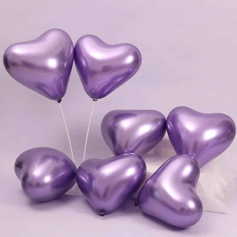 10/20/50pcs Palloncini in metallo cromato Cuore addensato Amore Metallico Oro Lattice Palloncino a elio Matrimonio Compleanno Decorazioni natalizie