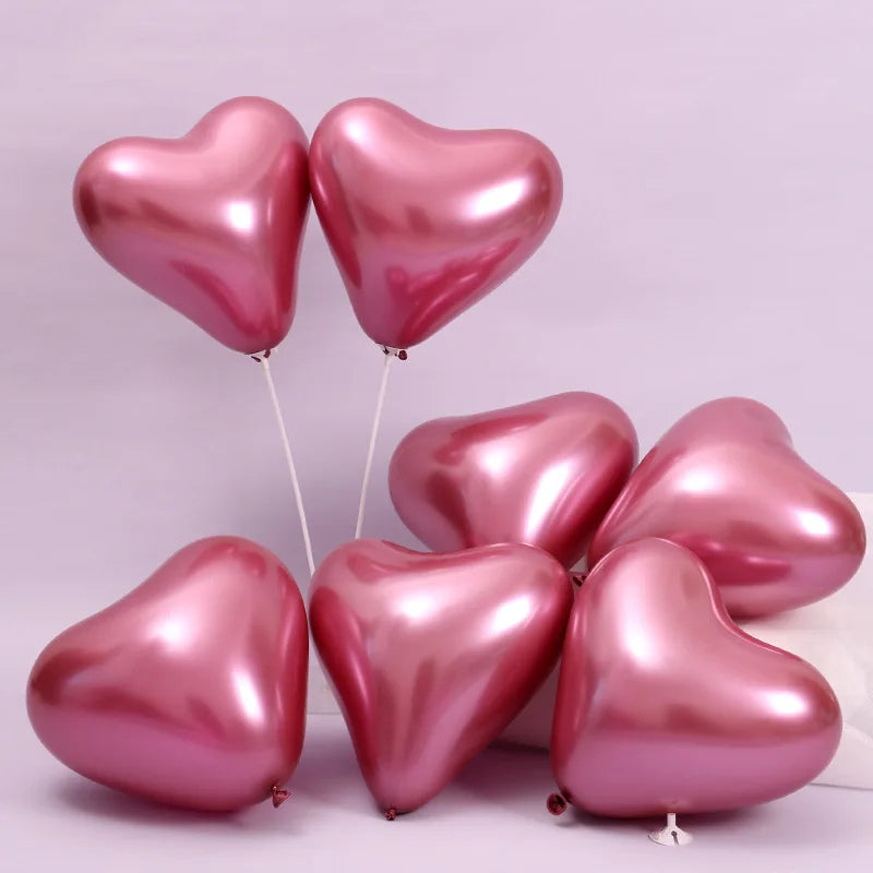 10/20/50pcs Palloncini in metallo cromato Cuore addensato Amore Metallico Oro Lattice Palloncino a elio Matrimonio Compleanno Decorazioni natalizie