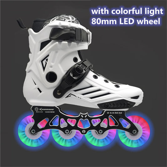 Scarpe da pattini a LED da 80 mm per scarpe da skate in linea FSK Slalom Bianco Rosso Blu Rosa Flash colorato 4 ruote / 3 ruote Speed Shine