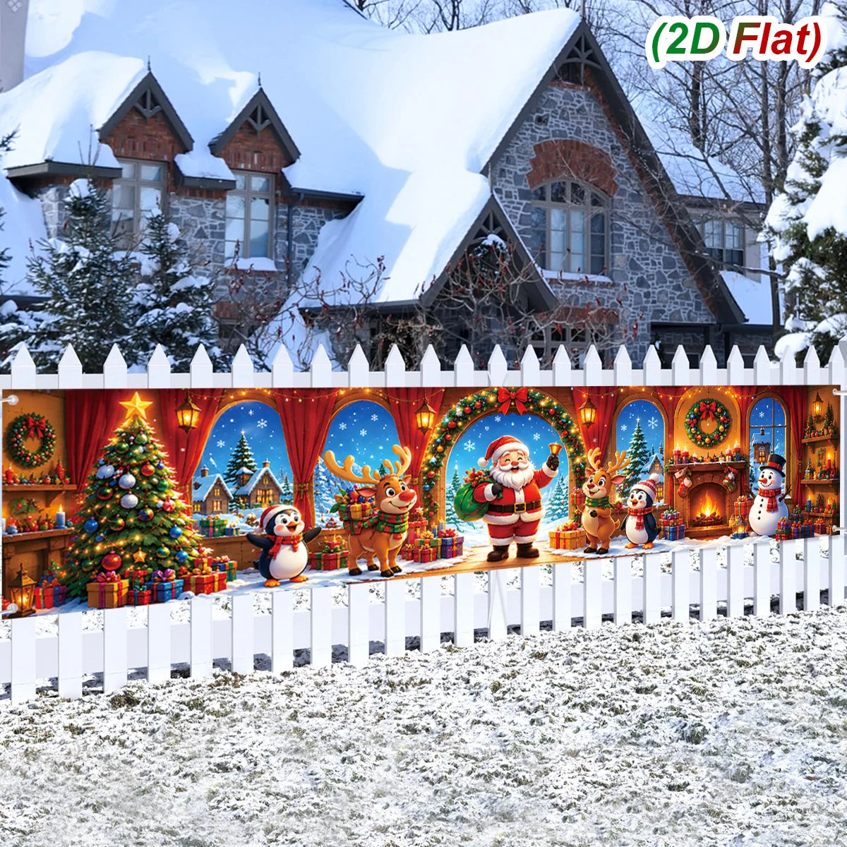 Striscione Natalizio Decorazione Buon Natale per Casa 2026, Accessori per Foto Babbo Natale e Pupazzo di Neve, Forniture per Feste di Natale e Capodanno 2027
