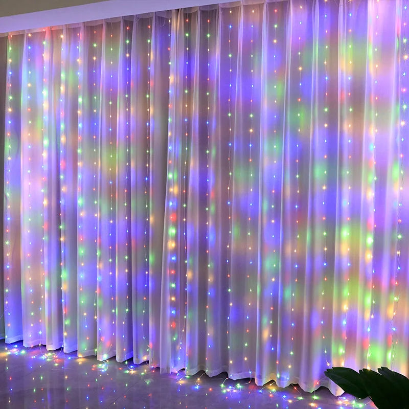Luci natalizie LED Luci per tende a corda fata 8 modalità Telecomando USB Festone Decorazioni natalizie per le vacanze domestiche Lampada di Capodanno