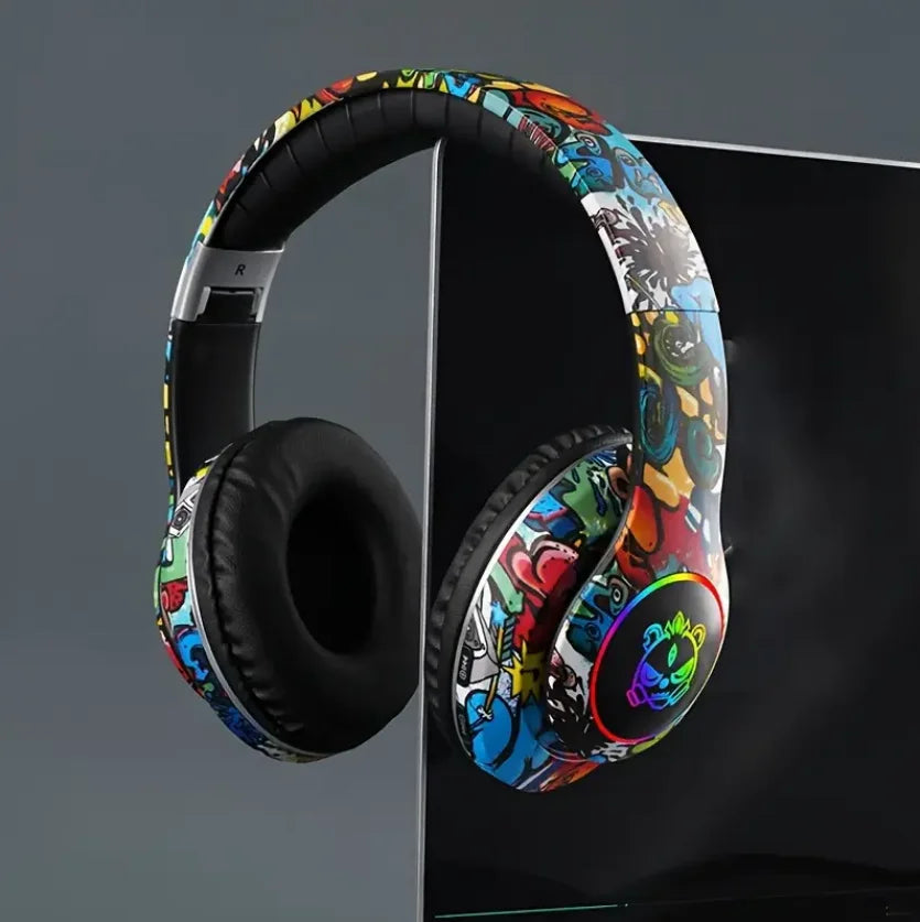 Cuffie Bluetooth Graffiti Wireless LED Light Game Doodle Cuffie wireless con microfono per bambini Ragazzo Ragazza Regalo Supporto TF Card
