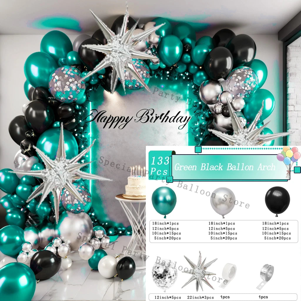 Kit arco ghirlanda di palloncini neri viola argento Palloncino di coriandoli in lattice Decorazioni per feste di buon compleanno Anniversario di matrimonio Baby Shower