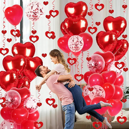 50 Pezzi Palloncini a Cuore in Foil Rosso 5/10/18/32 Pollici per San Valentino, Decorazione Romantica, Sfondo per Compleanni e Anniversari
