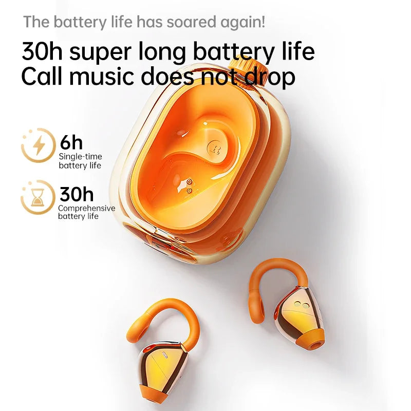 Auricolari wireless Custodia di ricarica rotante Ganci per l'orecchio con clip con AI ENC IPX7 Auricolari sportivi impermeabili per la corsa in palestra 2025 Nuovo