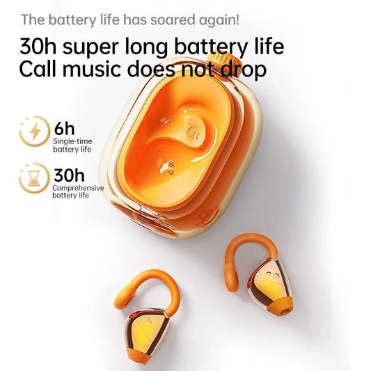 Auricolari wireless Custodia di ricarica rotante Ganci per l'orecchio con clip con AI ENC IPX7 Auricolari sportivi impermeabili per la corsa in palestra 2025 Nuovo