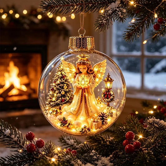 Decorazioni Natalizie con Luci, Creativo Schiaccianoci, Renna, Pupazzo di Neve, Albero di Natale Luminoso, Pendente Decorativo, Sfera di Cristallo