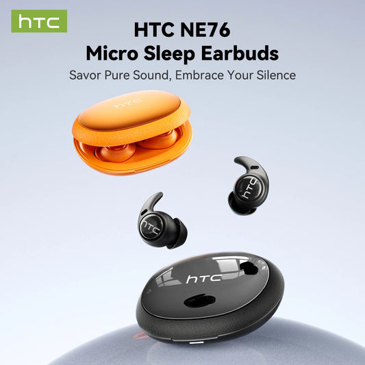 Auricolari Wireless HTC NE76 TWS con Traduttore AI, Mini Invisibili per il Sonno, Cancellazione del Rumore ENC, Bluetooth 5.3 a Bassa Latenza