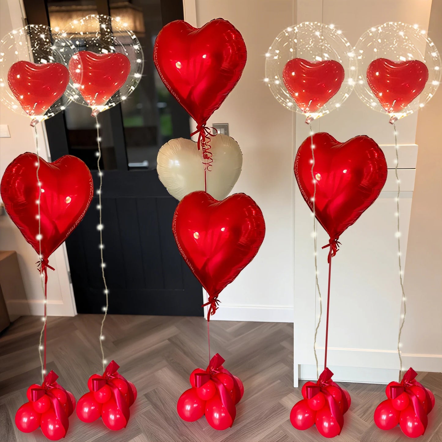 Set di palloncini d'amore Palloncino Bobo con stringa di luce a LED (esclusa alimentazione interna) Palloncino decorativo per proposta di matrimonio anniversario