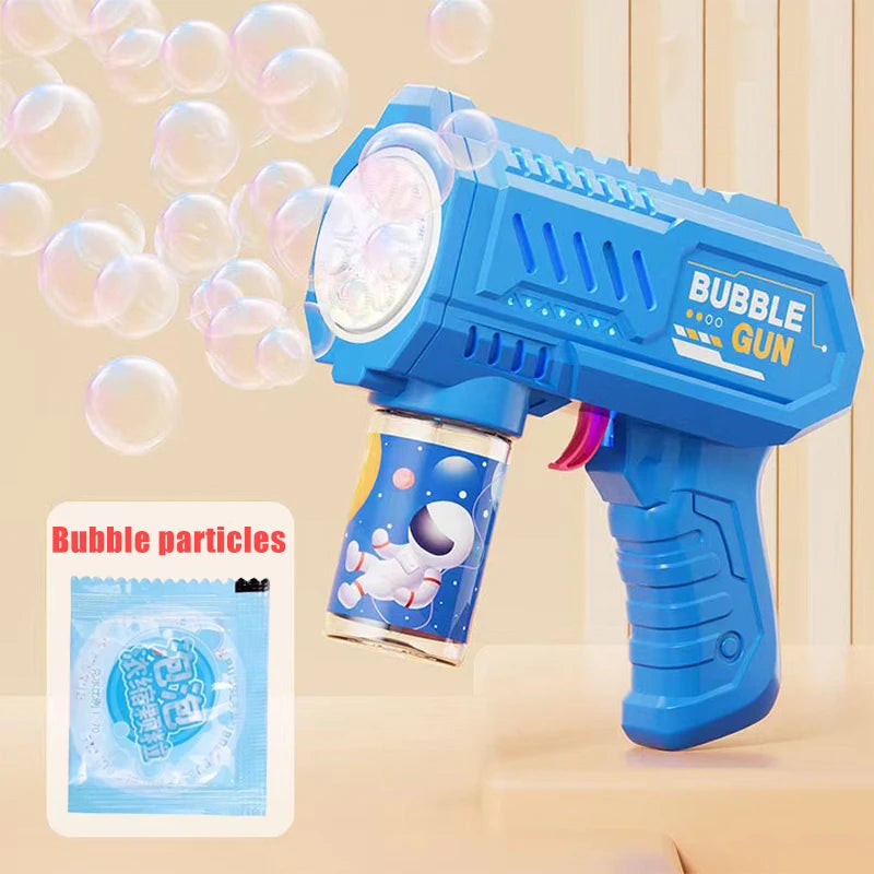 Macchina per bolle a razzo con pistola a bolle completamente automatica, soffiatore automatico con giocattolo liquido a bolle per regali di bolle all'aperto da spiaggia per bambini