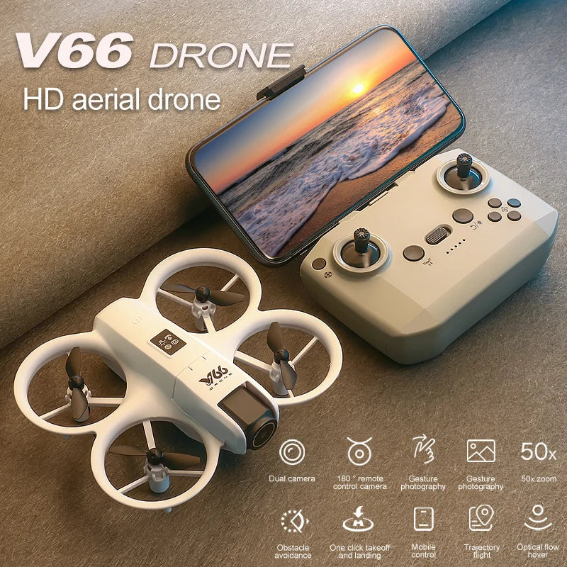 Nuovo V66 Mini Drone WIFI FPV Hover 4K Professionale HD Camera Tasca Luci Coloful Dron Rc Aereo Pieghevole RC Quadcopter Ragazzo Giocattoli
