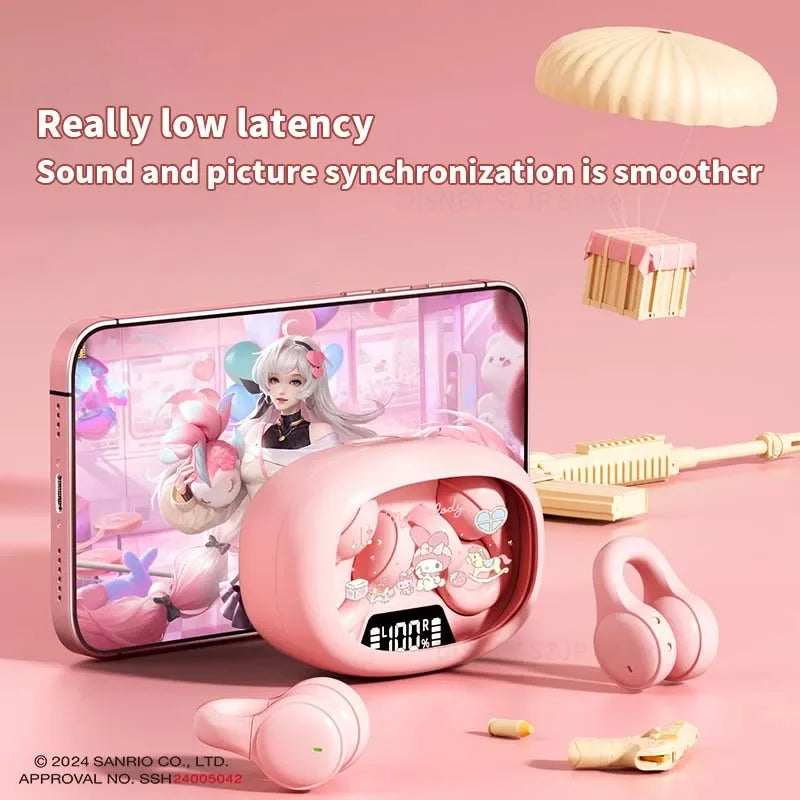 Sanrio EarClip Bluetooth 5.4 TWS Auricolari X53 Stereo HD Chiamata Auricolare con cancellazione del rumore Cuffie wireless Cuffie sportive