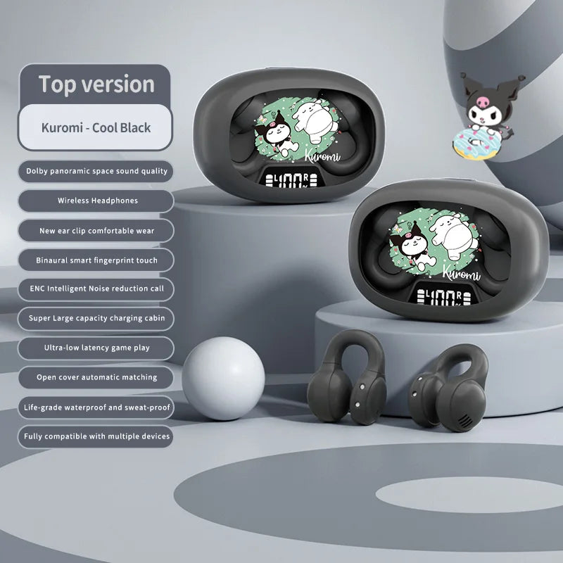 Cuffie con clip auricolari wireless EX53 Design a cartoni animati Display digitale intelligente Regolazione del volume Vestibilità sicura e comfort Auricolari Bluetooth