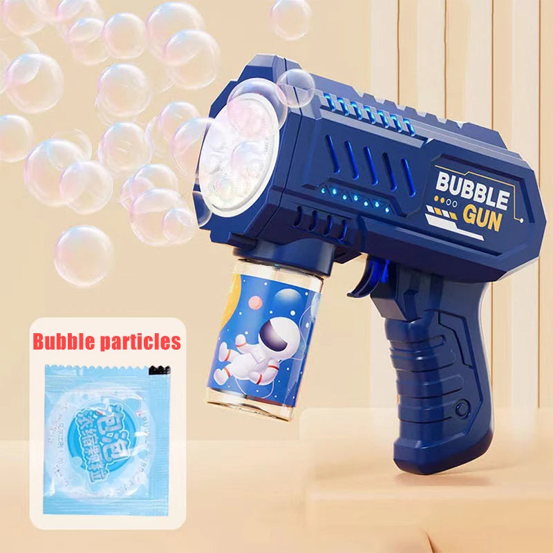 Macchina per bolle a razzo con pistola a bolle completamente automatica, soffiatore automatico con giocattolo liquido a bolle per regali di bolle all'aperto da spiaggia per bambini