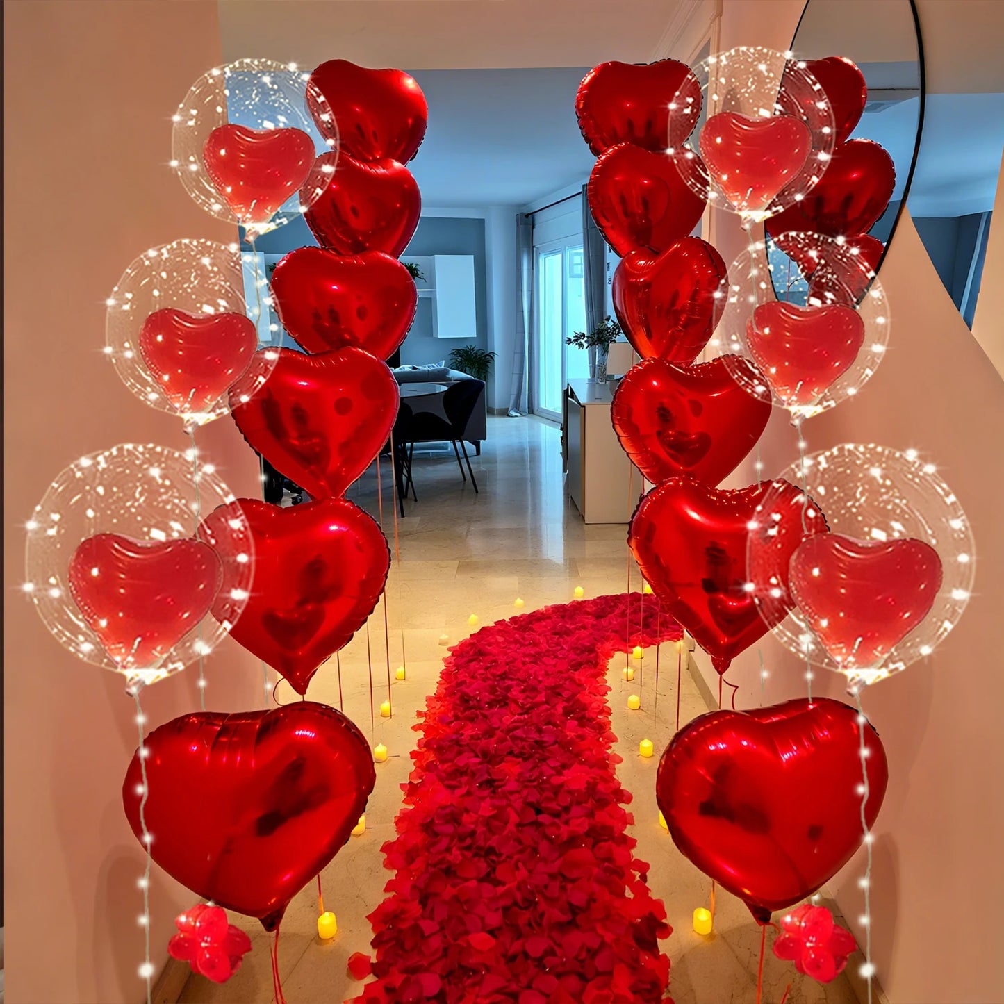 Set di palloncini d'amore Palloncino Bobo con stringa di luce a LED (esclusa alimentazione interna) Palloncino decorativo per proposta di matrimonio anniversario