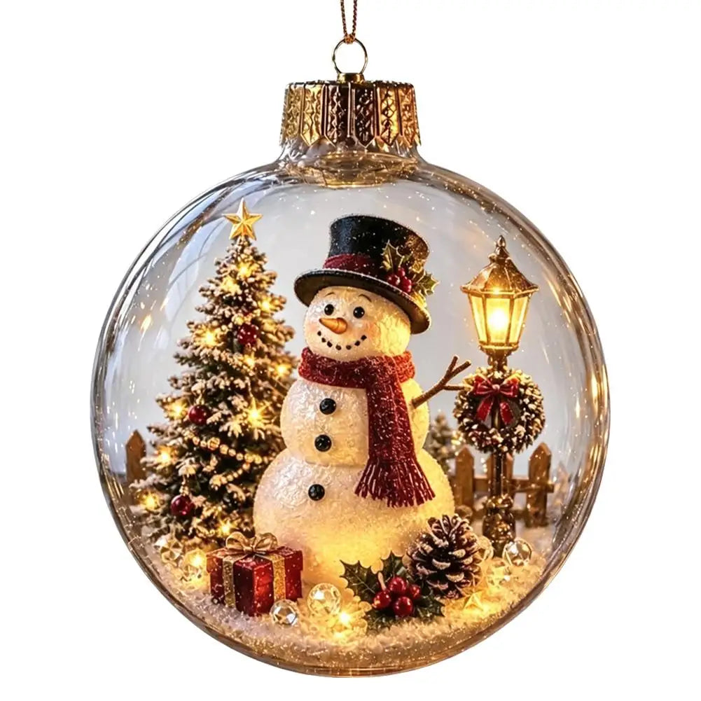 Decorazioni Natalizie con Luci, Creativo Schiaccianoci, Renna, Pupazzo di Neve, Albero di Natale Luminoso, Pendente Decorativo, Sfera di Cristallo