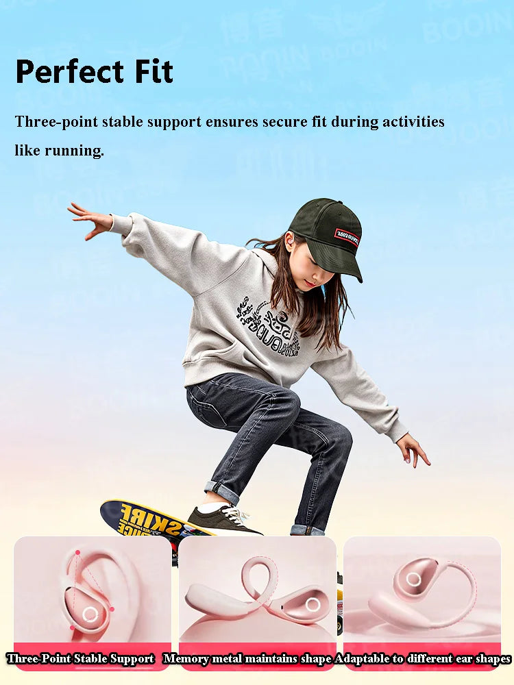 "Auricolari Bluetooth 5.4 Open-Ear per Bambini — Touch Control, Stereo Leggeri"