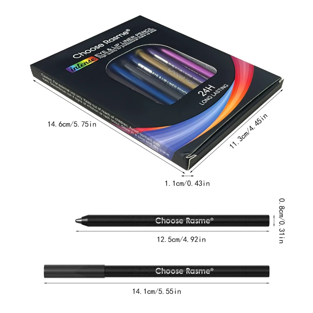 Set da 12 penne per eyeliner impermeabili con effetti scintillanti: include ombretto, evidenziatore durevole e facile da colorare