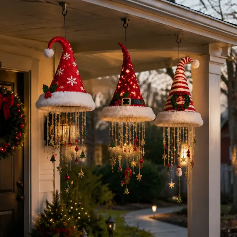 Lampadario a Forma di Cappello di Babbo Natale Illuminato - Decorazioni Natalizie a LED Calde e Luminose, 5 Stili per Decorazioni Festive