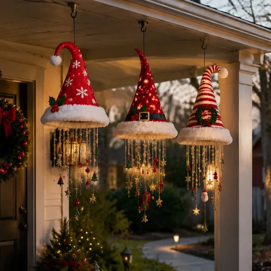 Lampadario a Forma di Cappello di Babbo Natale Illuminato - Decorazioni Natalizie a LED Calde e Luminose, 5 Stili per Decorazioni Festive