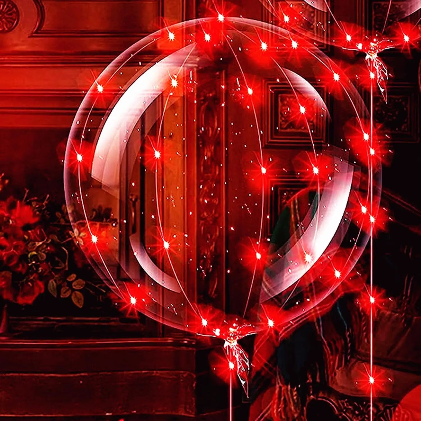 3 set Red Light Up Led Clear Bobo Balloons Glow Bubble Balloons Lights Christmas Valentines Day Wedding Birthday Party Decor