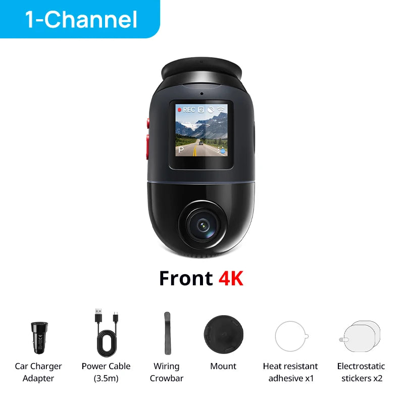 Versione globale 70mai Dash Cam 4K Omni X800 360 °   Supercondensatore compatibile 4G con supporto HDR a doppio canale rotante 70mai X800 Omni
