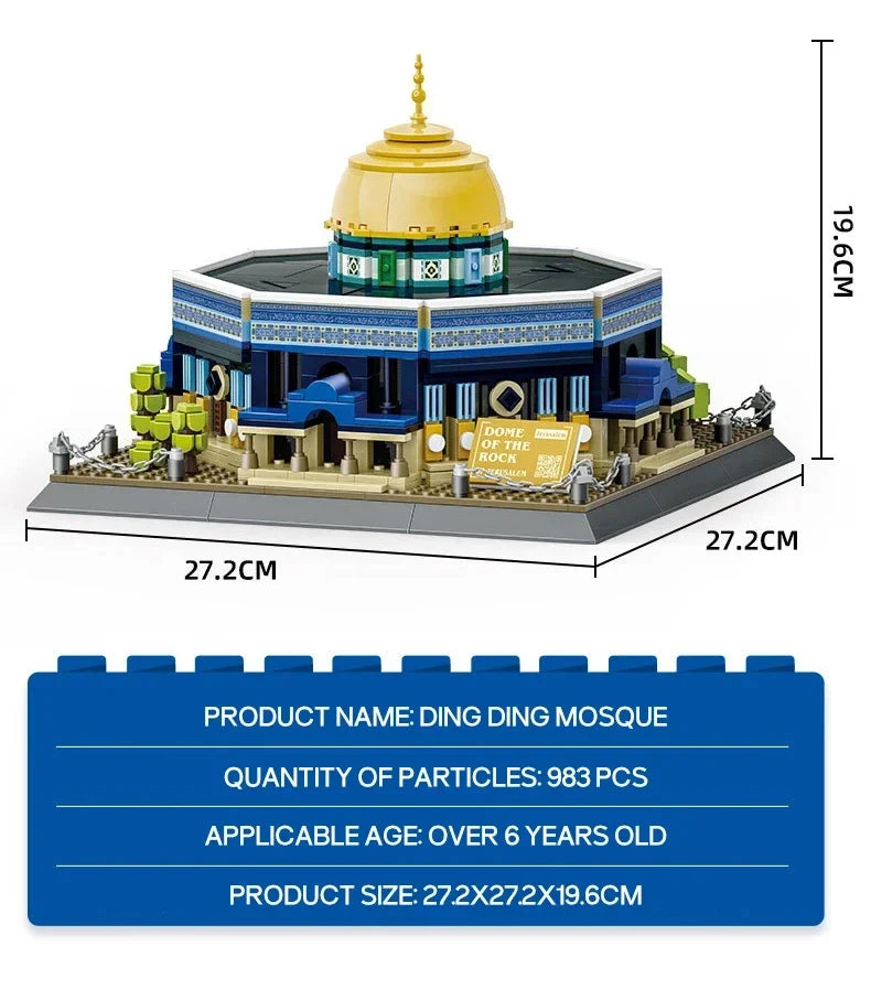 Giocattoli di Costruzione Creativi, Modellino della CUPOLA DELLA RUGA, Famoso Modello Islamico, Set di Mattoncini DIY da Collezione per Bambini