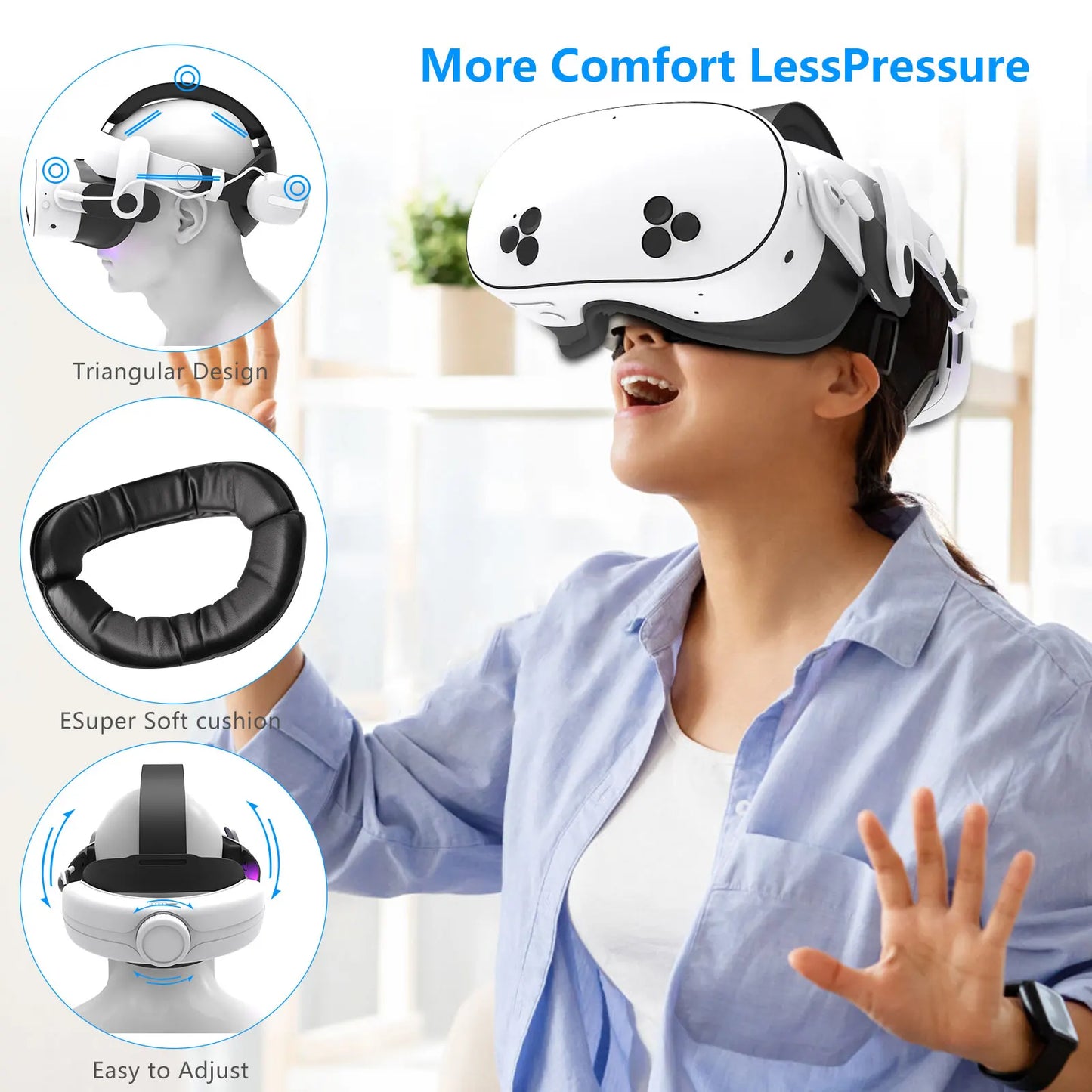 Accessorio Elite per Visore VR Quest3S: Fascia per la Testa Regolabile con Ricarica 12000mAh per un'Esperienza di Gioco Confortevole con Meta Quest3