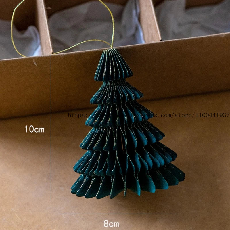Decorazione natalizia Origami Albero di Natale Ciondolo a forma di palla a nido d'ape Ciondolo creativo con angelo fiocco di neve da appendere
