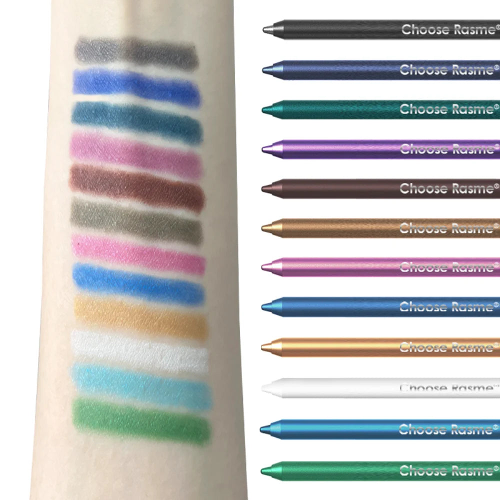 Set da 12 penne per eyeliner impermeabili con effetti scintillanti: include ombretto, evidenziatore durevole e facile da colorare