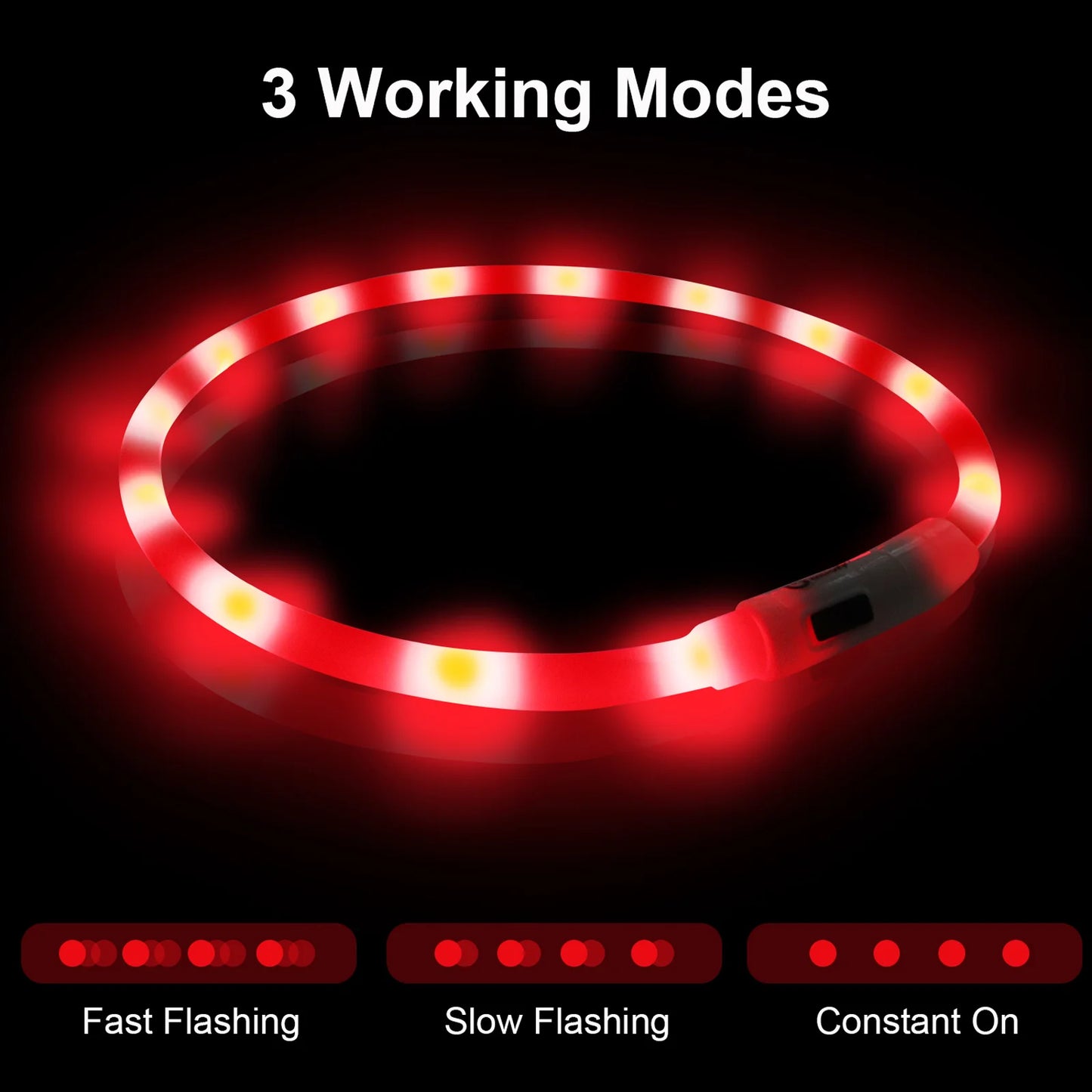 Collare LED Ricaricabile USB per Cani e Gatti — 3 Modalità"