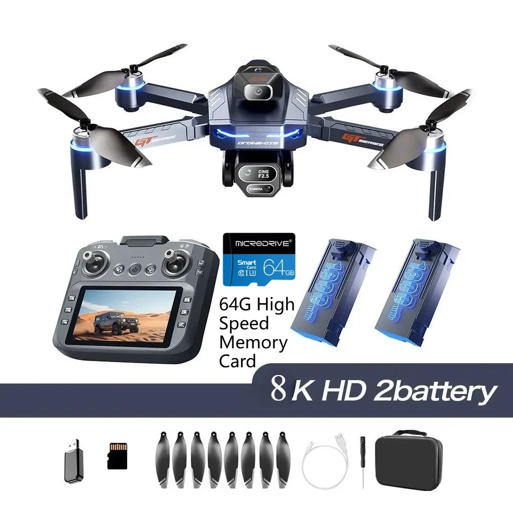 Drone 4K HD GT8 Fotocamera Evitamento Ostacoli Fotografia Aerea Drone Brushless con Schermo Pieghevole RC Drone Quadcopter RTF