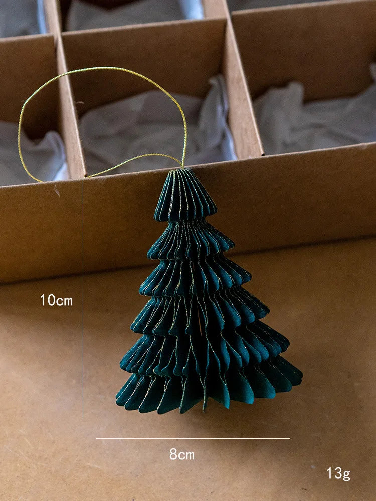 Decorazione natalizia Origami Albero di Natale Ciondolo a forma di palla a nido d'ape Ciondolo creativo con angelo fiocco di neve da appendere