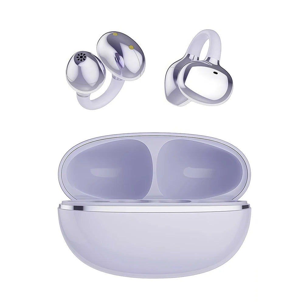 Cuffie Bluetooth Originali a Conduzione Ossea con Clip per Orecchio, Auricolari Wireless Stereo Bassi Potenti per Sport con Microfono
