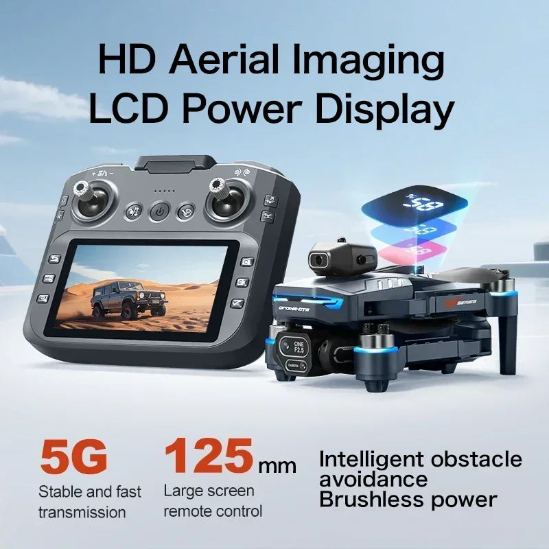 Drone 4K HD GT8 Fotocamera Evitamento Ostacoli Fotografia Aerea Drone Brushless con Schermo Pieghevole RC Drone Quadcopter RTF