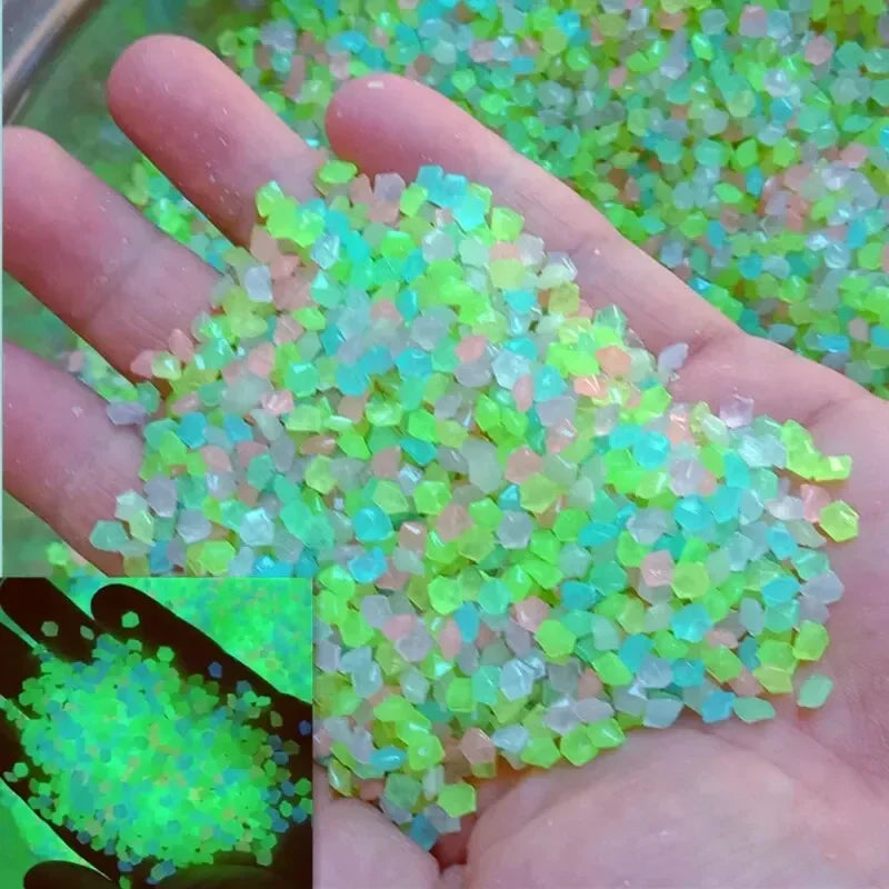 1000 pezzi 3-5mm sabbia luminosa che si illumina al buio ciottoli pietra giardino domestico cortile percorso esterno decorazioni per prato acquario acquario arredamento